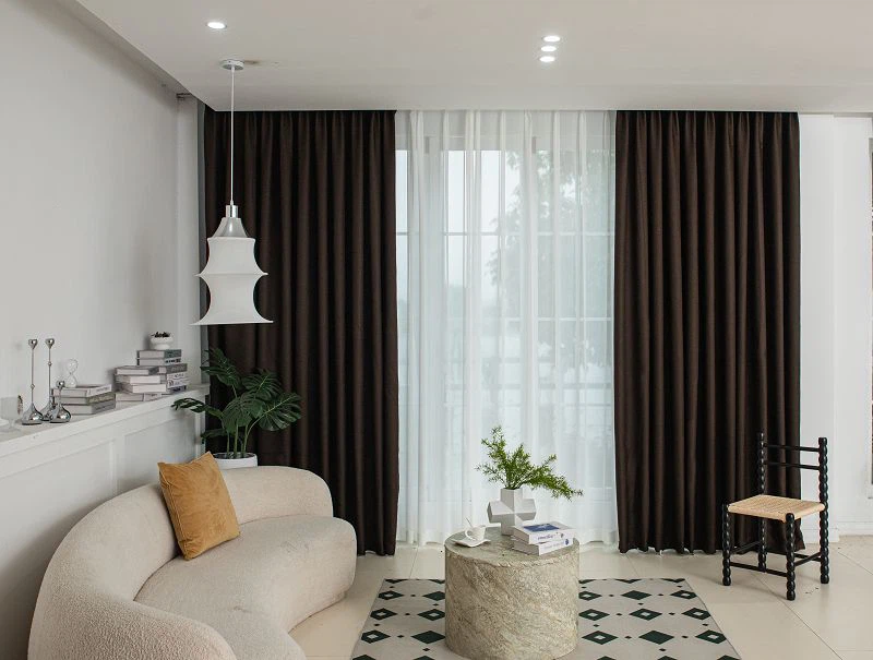 Tela de cortina de lino de mijo liso